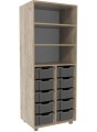 Flex-kast 2B hoog B70xD50xH180cm Grey Craft Oak Tangara Groothandel voor kinderrdagverblijf inrichting